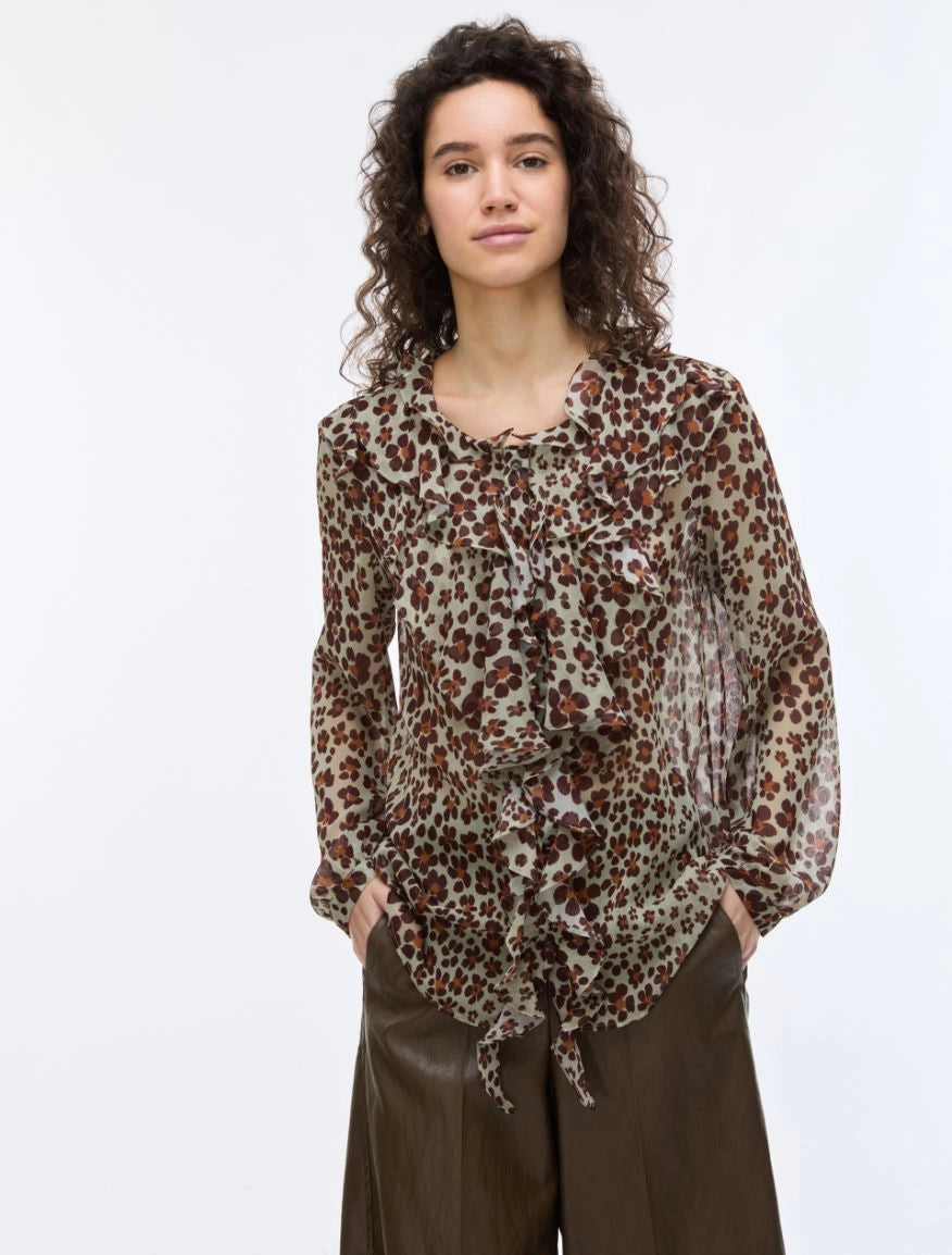 IBLUES PRINTED SHIRT -SAGE Animal Print