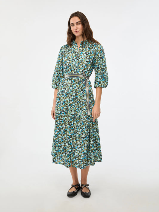 iBlues Flared Floral Dress Green Floral