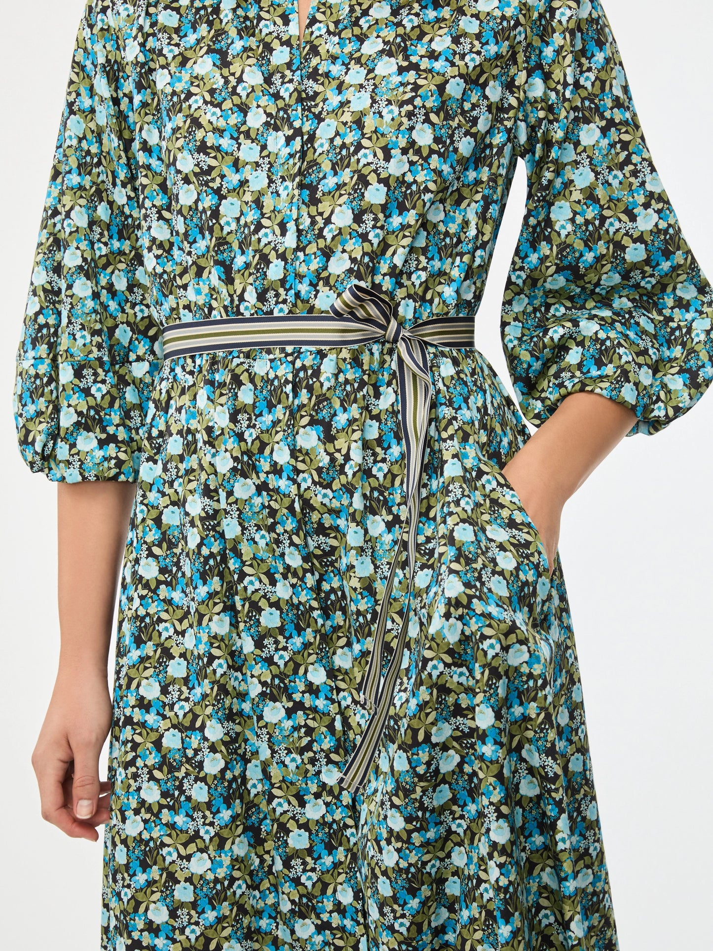 iBlues Flared Floral Dress Green Floral