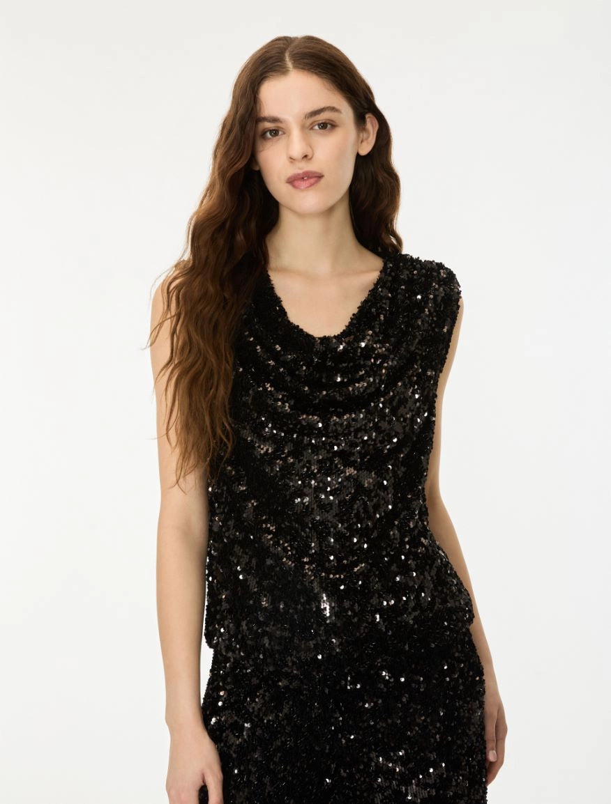 iBlues DRAPED TOP Black IBLGETTI