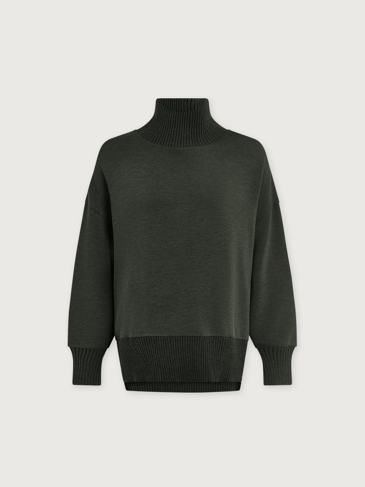 Varley Barker High Neck Sweat in Olive Marl