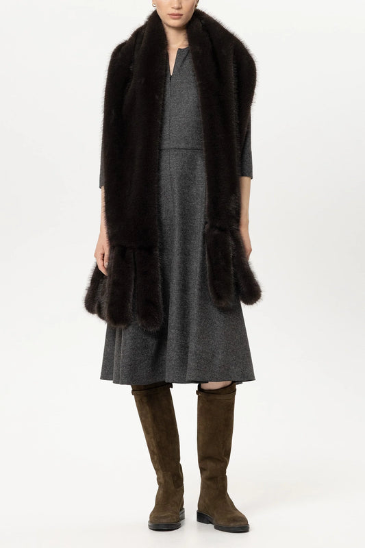 Luisa Cernao Chocolate  Faux Fur Scarf