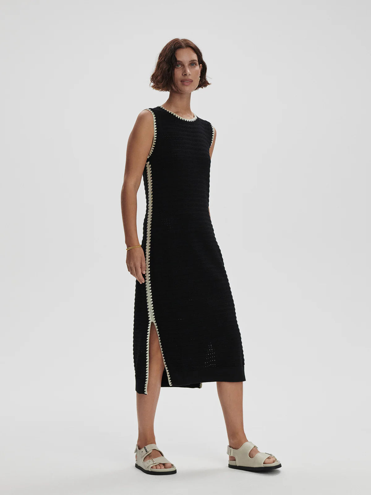 Varley Dwight Tank Knit Midi Dress (Black)