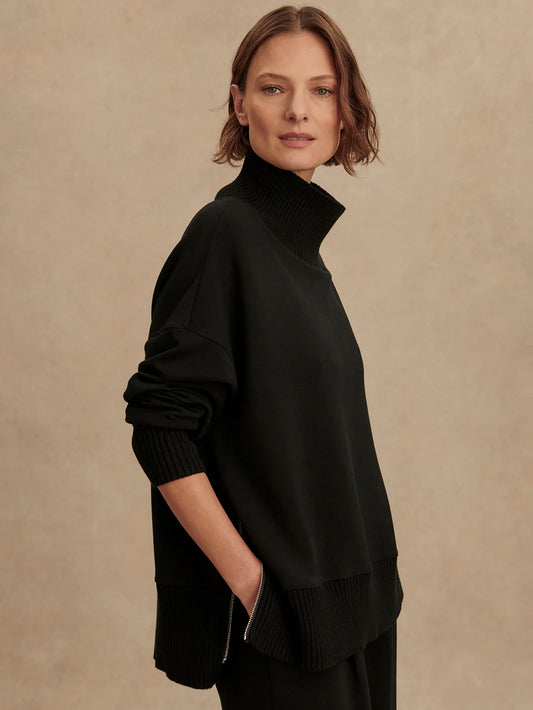 Varley Barker High Neck Sweat   Black