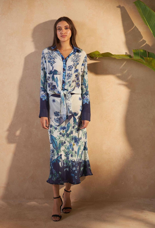 Inoa Lamium Blouse  Flowers Blu