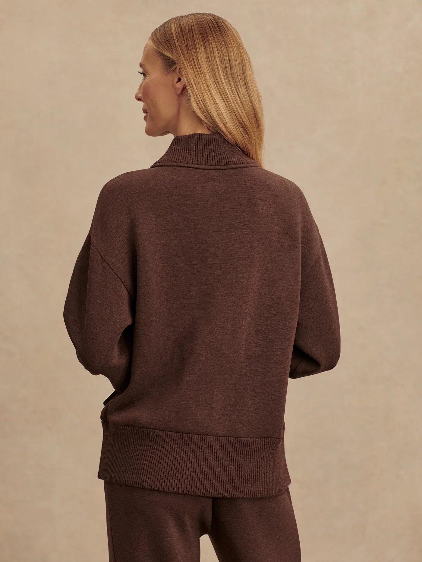Varley Sally  Half zip Sweat  Coffee Bean Marl