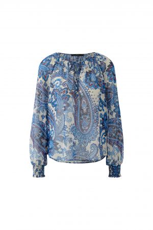 Oui Blue and White Blouse