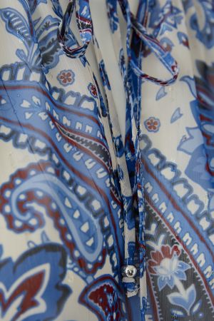 Oui Blue and White Blouse