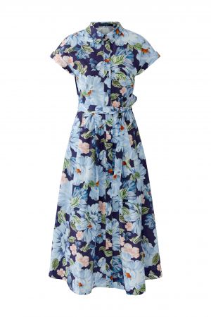 Oui Dark Blue Floral Midi Dress