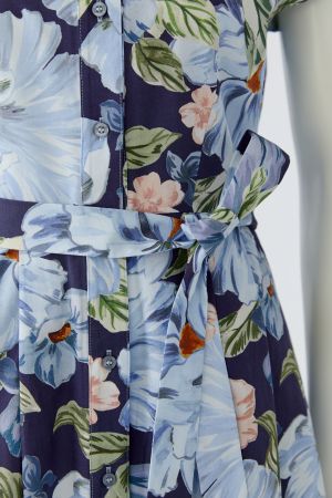 Oui Dark Blue Floral Midi Dress