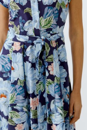 Oui Dark Blue Floral Midi Dress