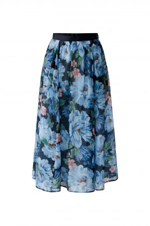 Oui Blue Floral Maxi Skirt