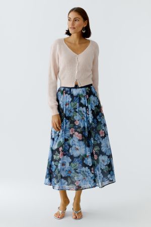 Oui Blue Floral Maxi Skirt