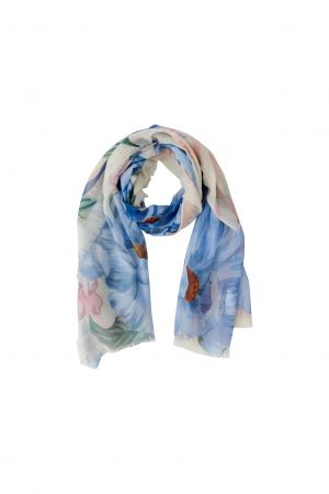 Oui Pink and Blue Scarf