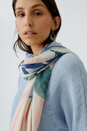 Oui Pink and Blue Scarf