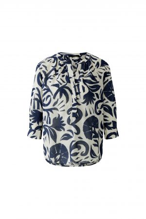 Oui White and Blue Tunic