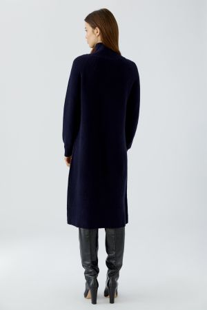 Oui Zip Knitted Dress - Navy