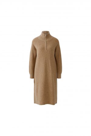 Oui Zip Knitted Dress - Beige