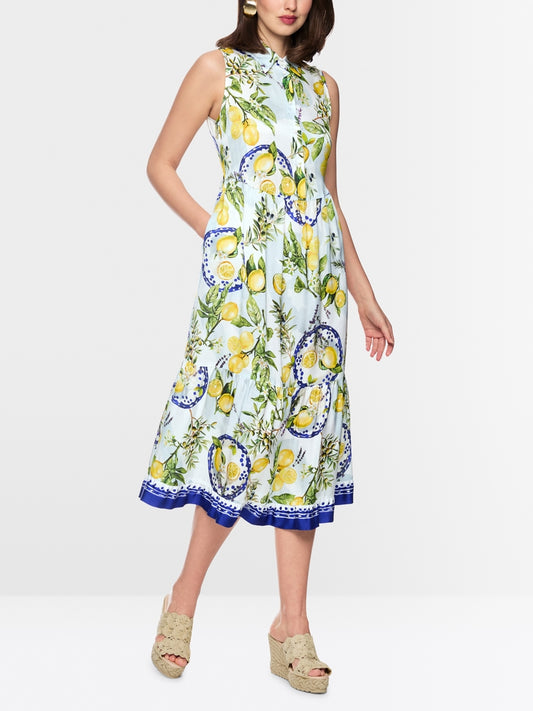 Marc Cain Lemon And Olive Print Dress