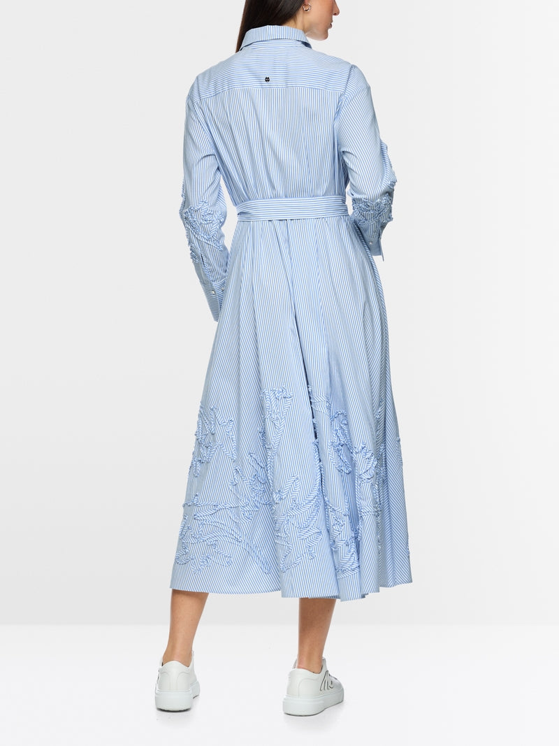 Marc Cain Striped Midi Dress with Embroidery