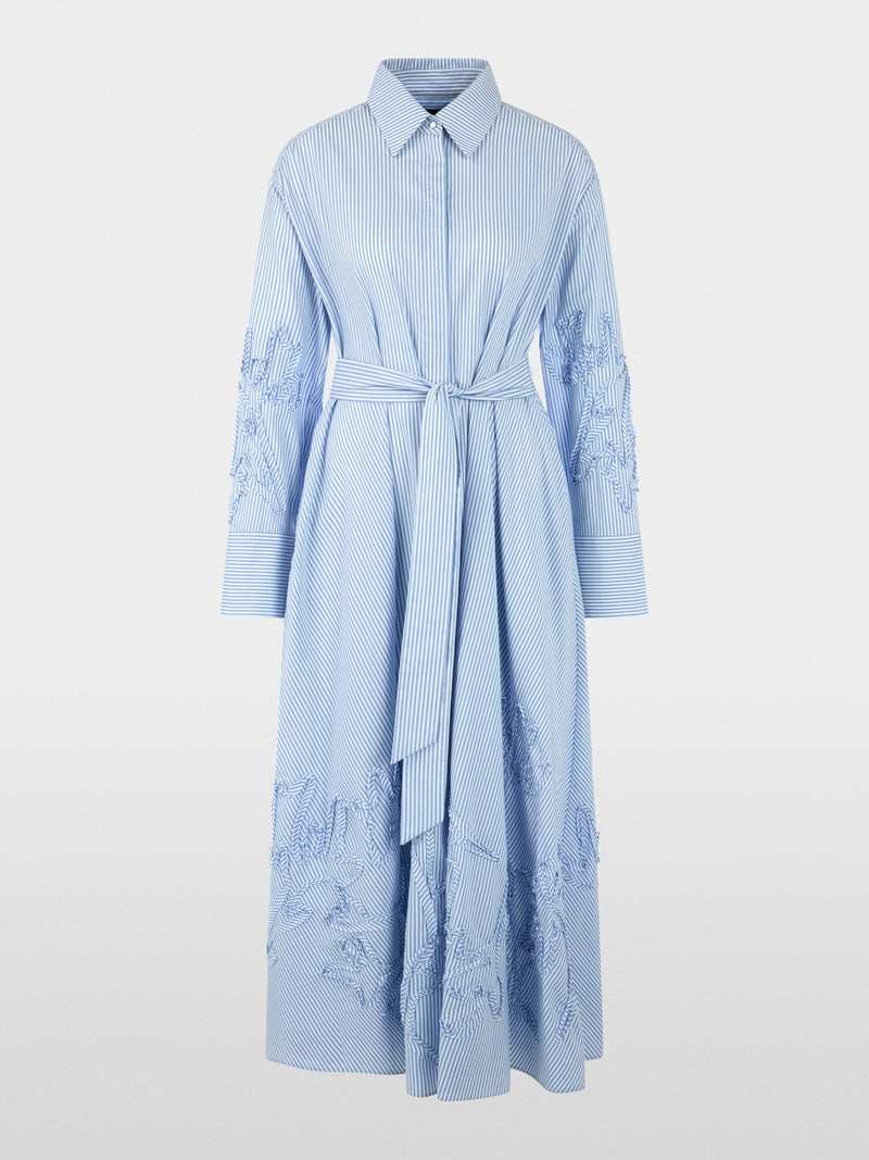 Marc Cain Striped Midi Dress with Embroidery