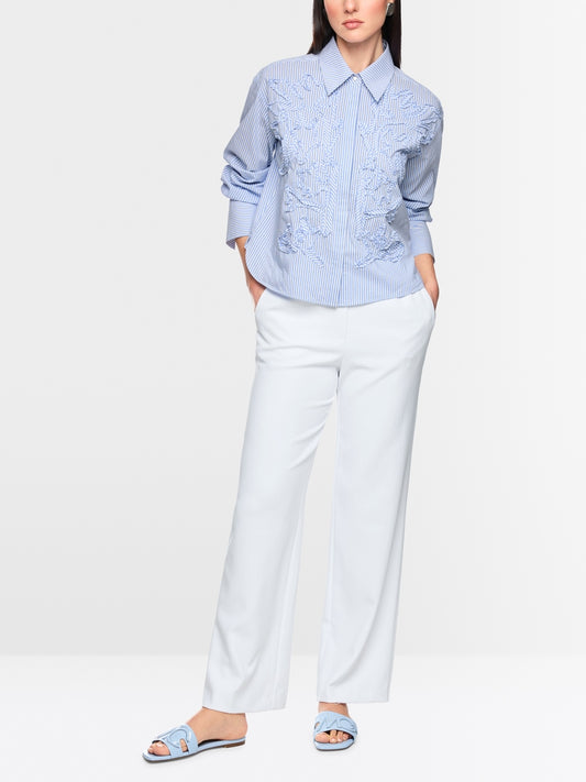 Marc Cain Striped Blouse with Floral Detail