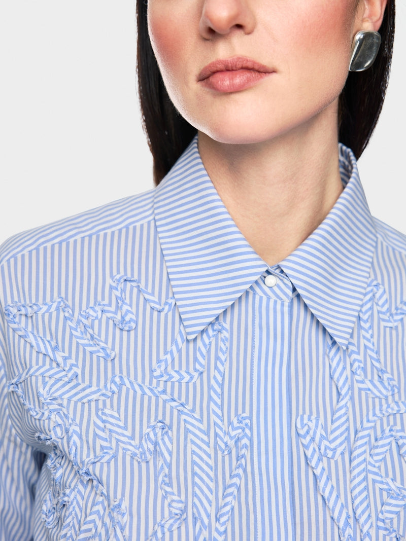 Marc Cain Striped Blouse with Floral Detail
