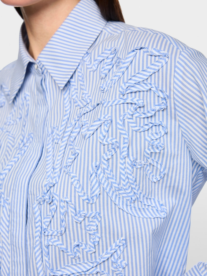 Marc Cain Striped Blouse with Floral Detail