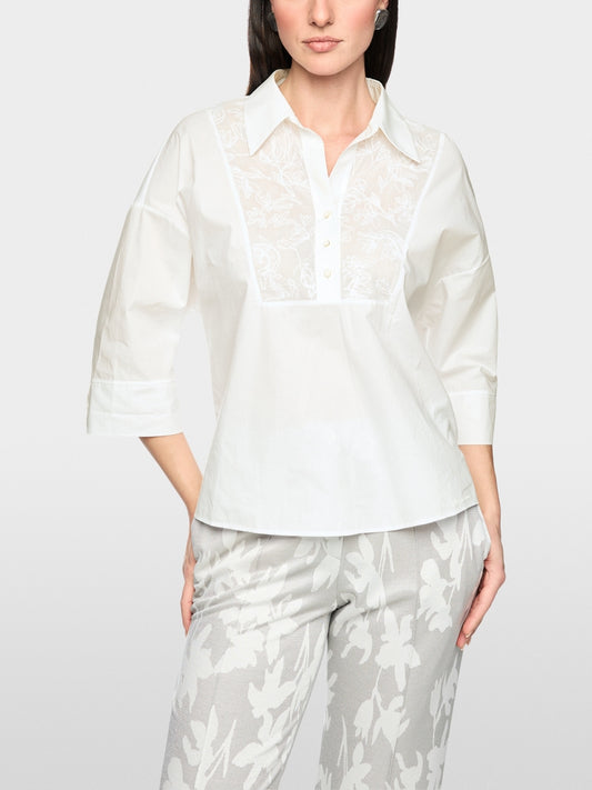 Marc Cain White Blouse with Embroidery