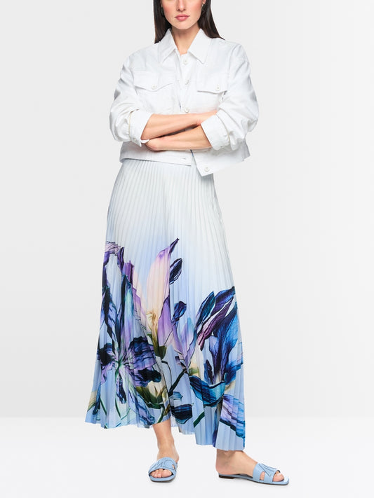 Marc Cain Pleated Skirt with Lily Print