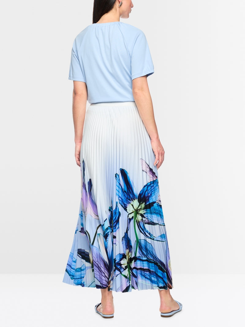 Marc Cain Pleated Skirt with Lily Print