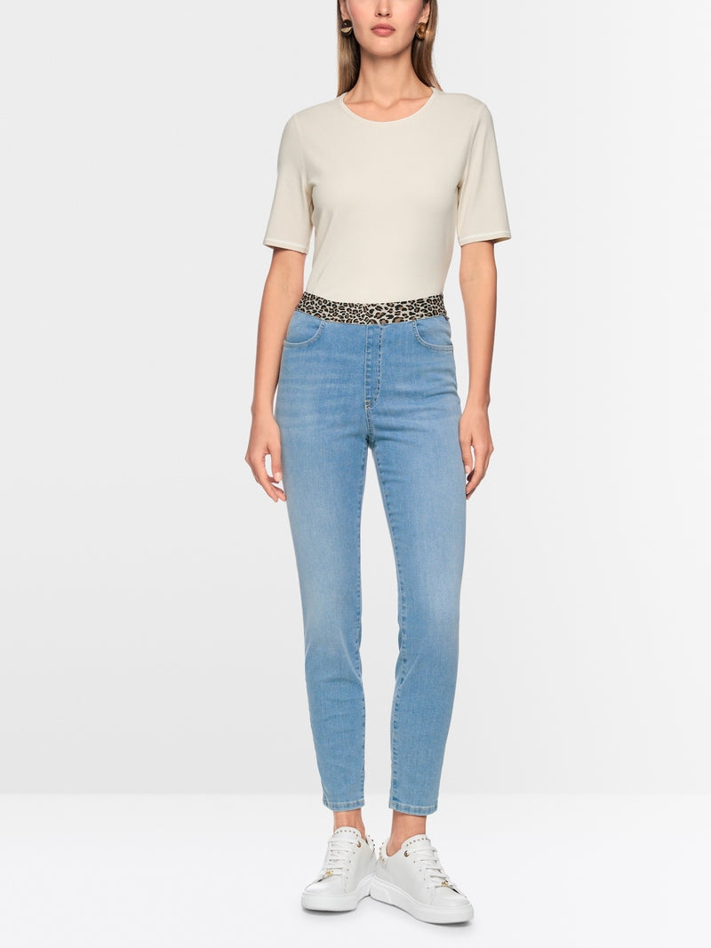 Marc Cain Sofia Trousers with Leopard Print Waistband