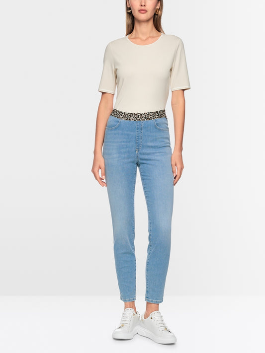 Marc Cain Sofia Trousers with Leopard Print Waistband