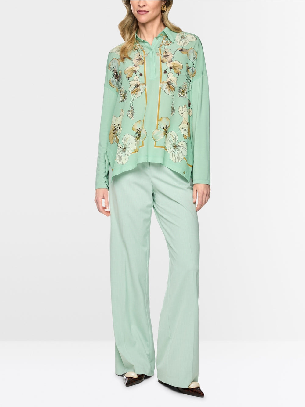 Marc Cain Green Floral Shirt Blouse BC 55.04 J43 505
