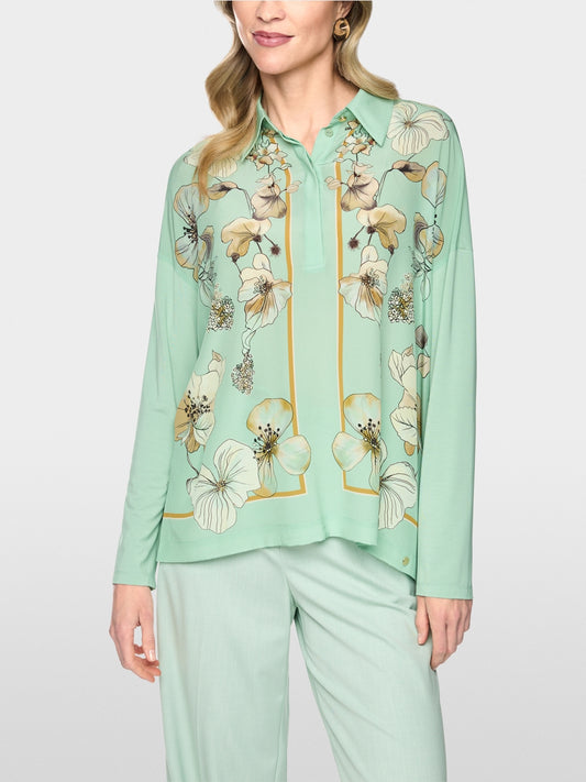 Marc Cain Green Floral Shirt Blouse BC 55.04 J43 505