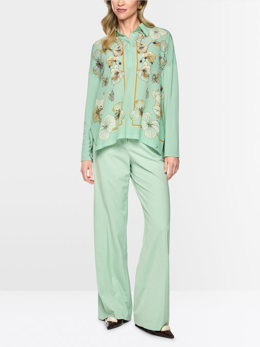 Marc Cain Shirt Green Flower Design  BC 55.04 J43