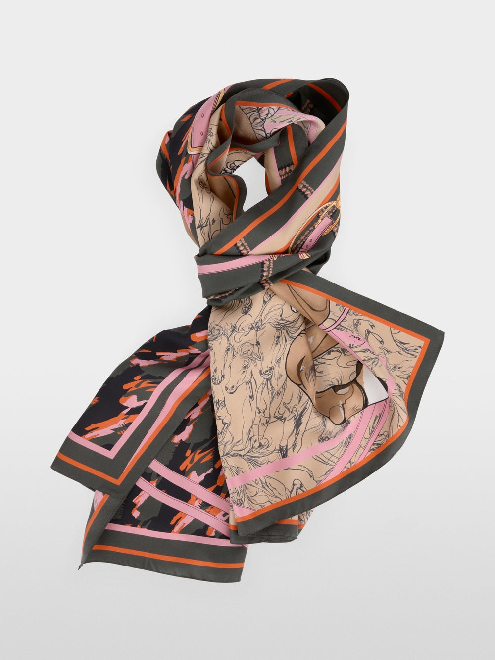Marc Cain Silk scarf with mixed print BC B4.15 Z60 col. 599