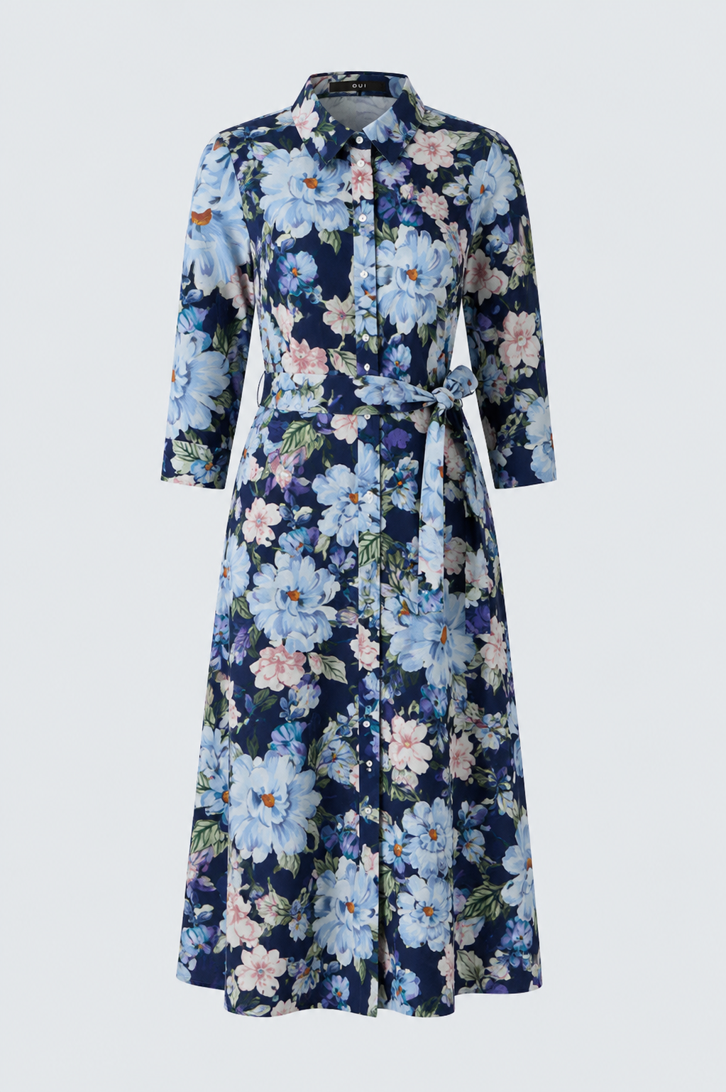 Oui Dark Blue Floral Midi Dress