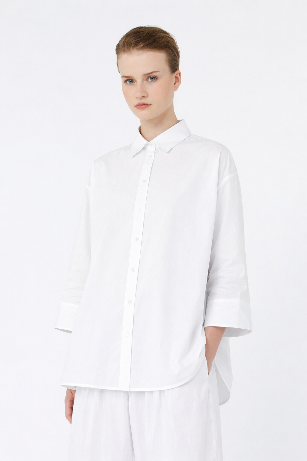 Weekend MaxMara Cotton Poplin Oversize Shirt   White  WKDHUDSON