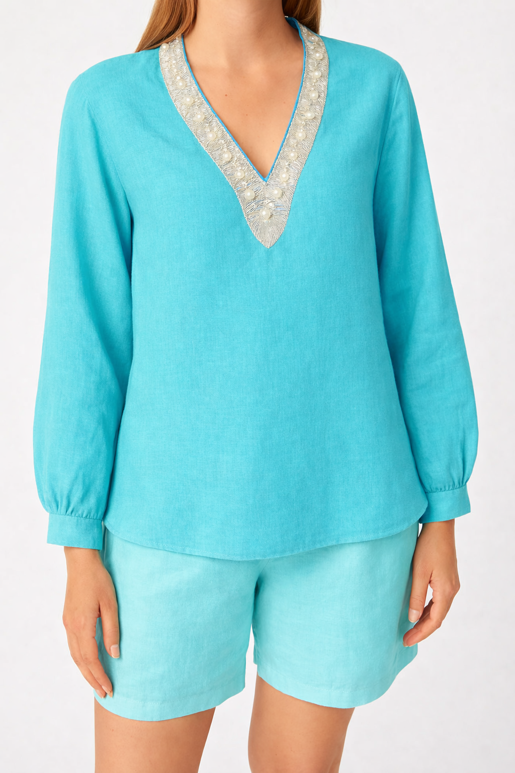 120% Lino Beaded Blouse