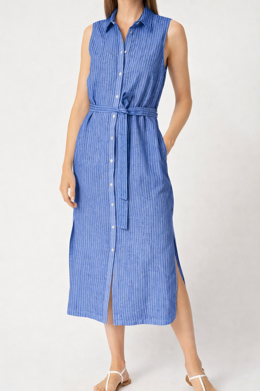 120% Lino Striped Shirt Dress