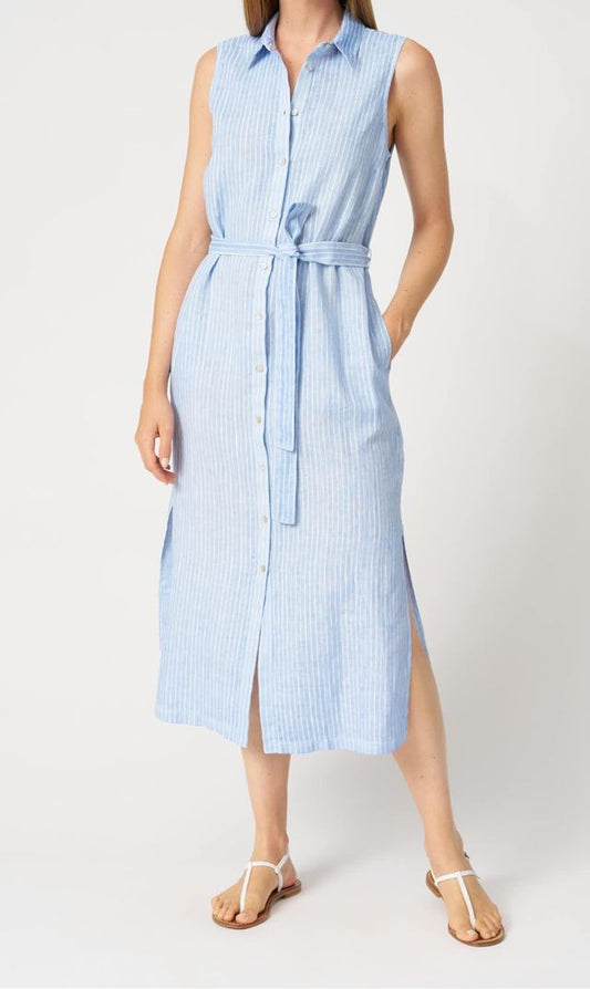 120% Lino Striped Shirt Dress