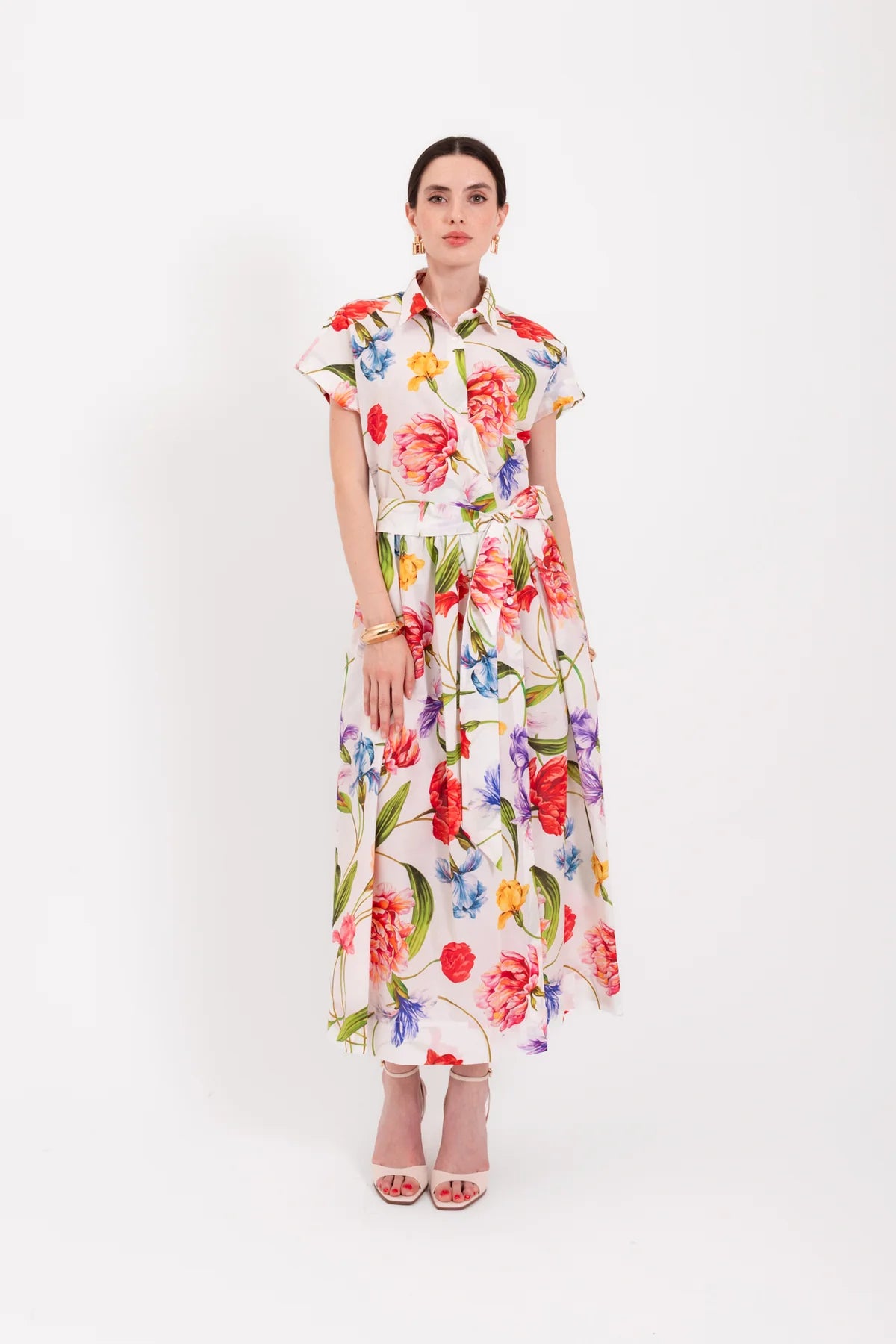 Lavi Bellell Midi Dress  Fondo panna   botanico