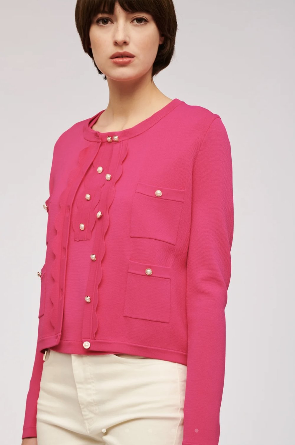 Weill Fuchsia Beaded Cardigan