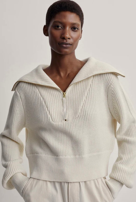 Varley Mentone Half-Zip Knit Pullover - Egret