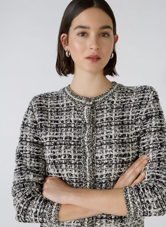 Oui Cardigan Cotton Blend with Shiny Yarn.   Black and white