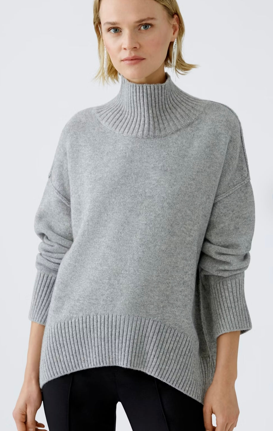 Oui Pullover Wool Blend.  Grey melange