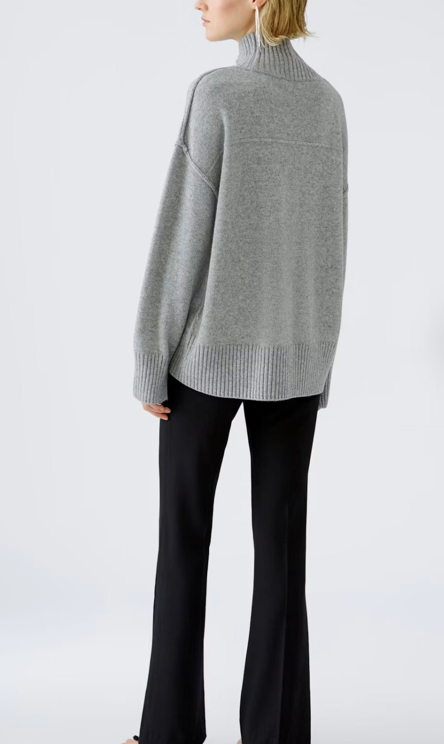 Oui Pullover Wool Blend.  Grey melange