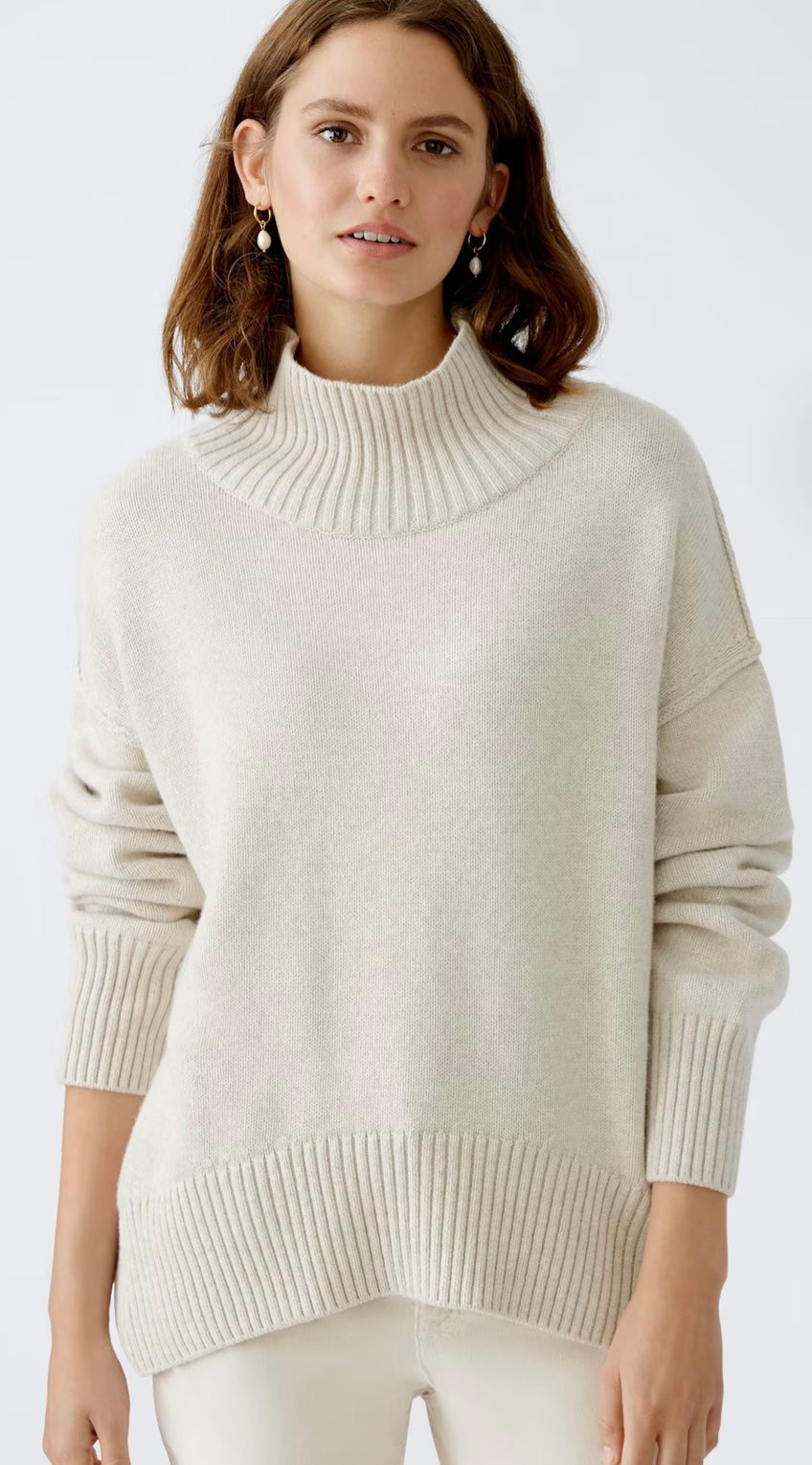 Oui Light Beige Wool Pullover