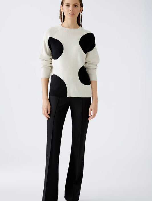 Oui White and Black Polka Dot Jumper